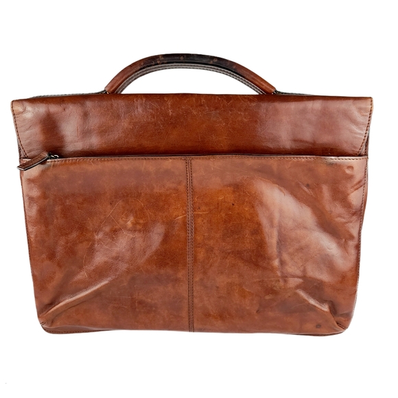 Gino Ferrari Brown Leather Briefcase Bag - Picture 3 of 5